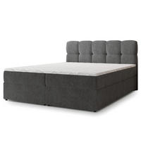 BOXBETT MERU 160x200 cm mit Matratze und Topper - Grau - Grau, Holz (160/200cm) - MASSENO