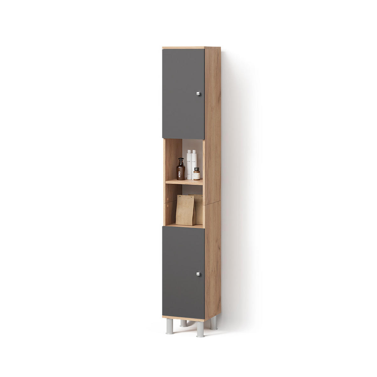 BADSCHRANK Fucino Eiche 30 x 190 cm - Eichefarben/Braun, Holzwerkstoff (30/190/30cm) - Livinity®
