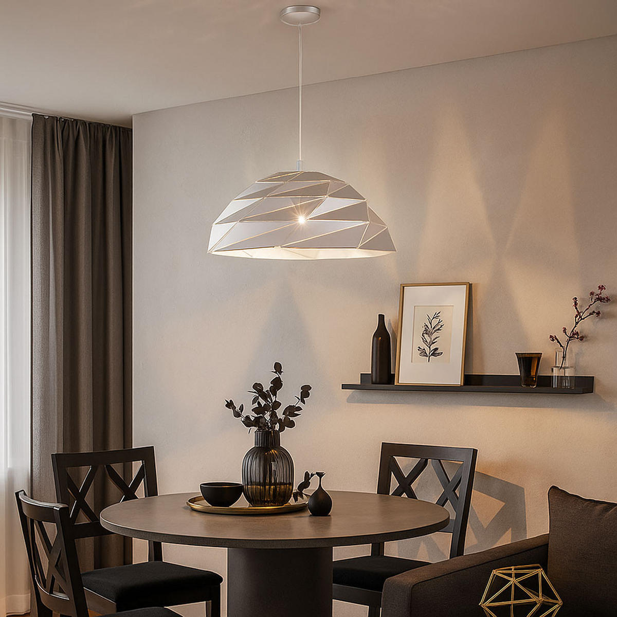 PENDELLEUCHTE Origami Eisen Silber - Silberfarben, Metall (47/47/150cm)