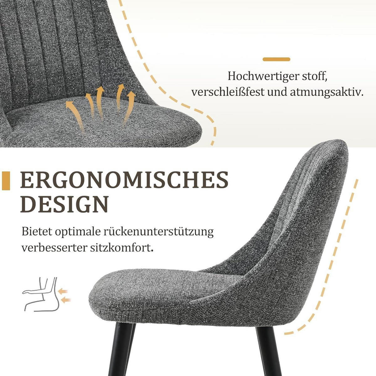 ESSZIMMERSTUHL 2er Set Grau Samt Holzbeine - Grau, Textil (48.5/81/43.5cm)