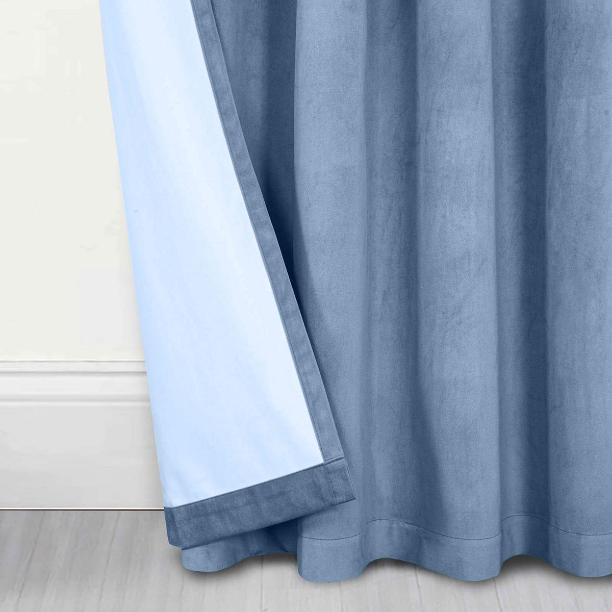VERDUNKELUNGSVORHÄNGE Samt mit Thermo-Funktion, 117/182 cm - Blau, Textil (117/182cm) - Homescapes