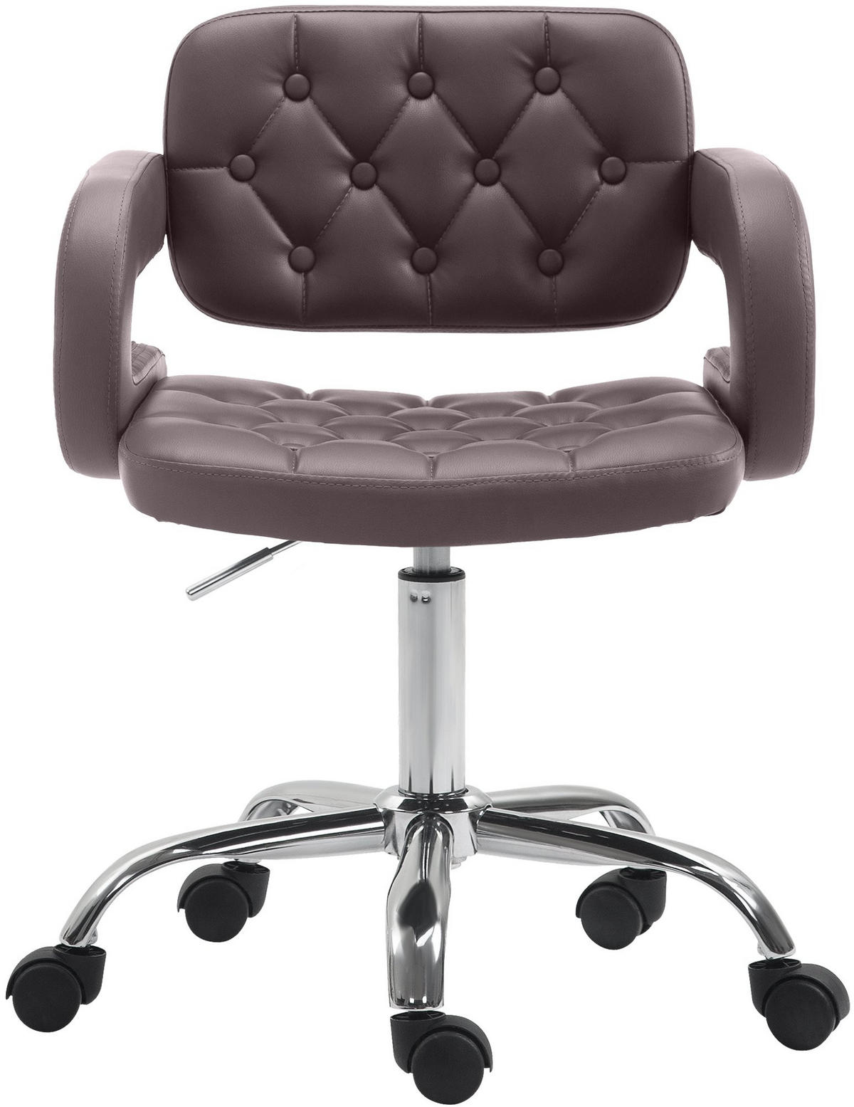 DREHSTUHL Lederlook braun - Chromfarben/Braun, Textil/Metall (62/78/55cm) - CLP
