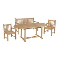 GARTEN-SITZGRUPPE Manuel 4-teilig Gartenmöbel-Set - Hellbraun, Holz - DELUKE