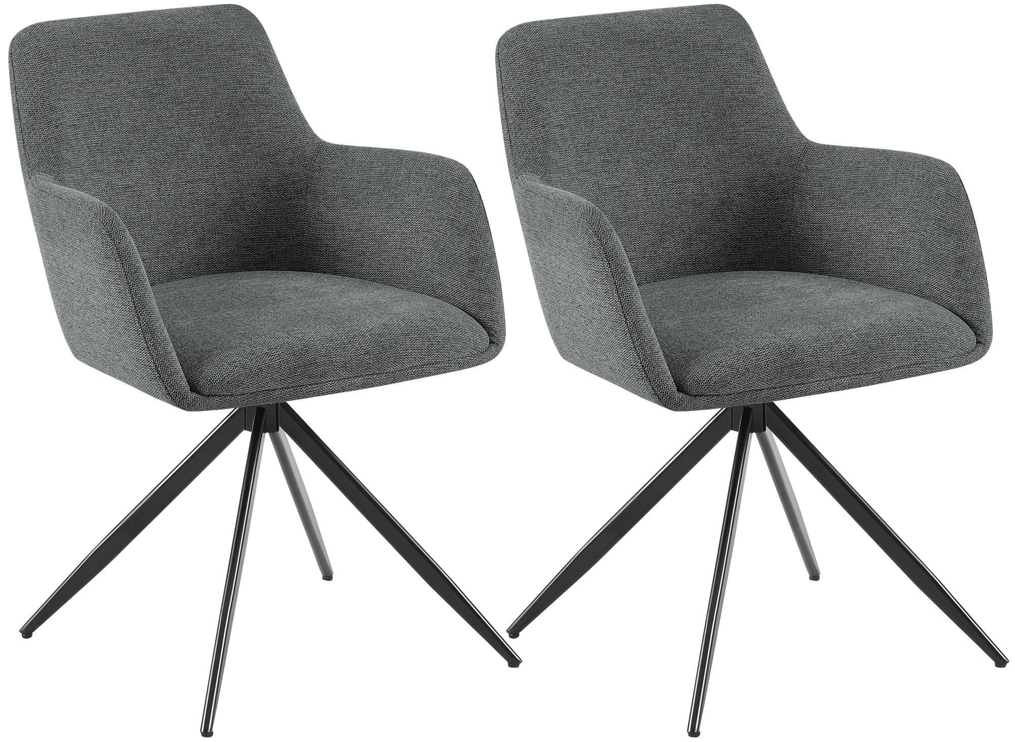 ESSZIMMERSTUHL 2er Set Stoff Grau - Schwarz/Grau, Textil/Metall (56/81/62cm) - CLP