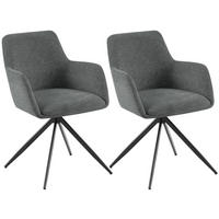 ESSZIMMERSTUHL 2er Set Stoff Grau - Schwarz/Grau, Textil/Metall (56/81/62cm) - CLP