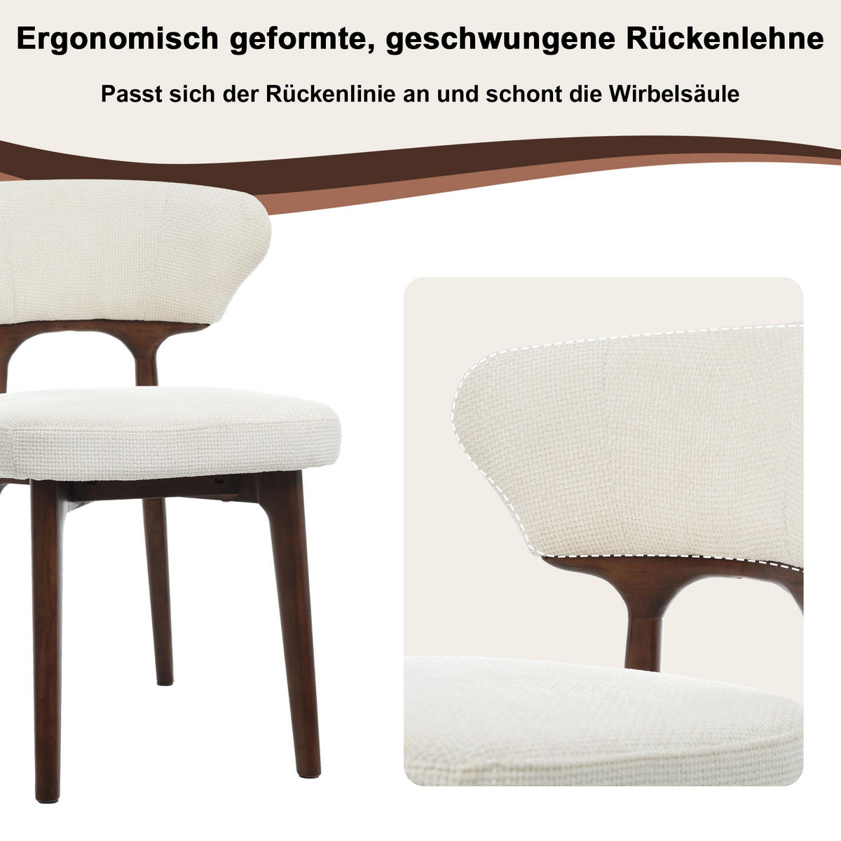 ESSZIMMERSTÜHLE 6er Holz Chenille hellbeige modern - Beige, Textil (58.5/75/53cm) - FLIEKS