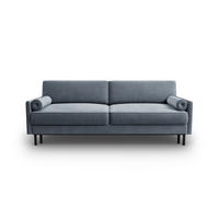 AUSKLAPPBARES-SOFA mit Bettkasten Scott aus Samt hellblau 3 Sitzplätze - Hellblau, Textil (97/87/212cm) - Micadoni