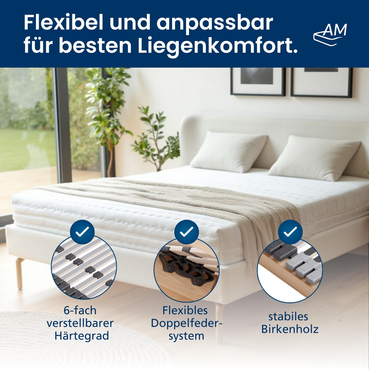 LATTENROST STARR 180/200 cm - Braun, Holz (180/200cm) - AM Qualitätsmatratzen