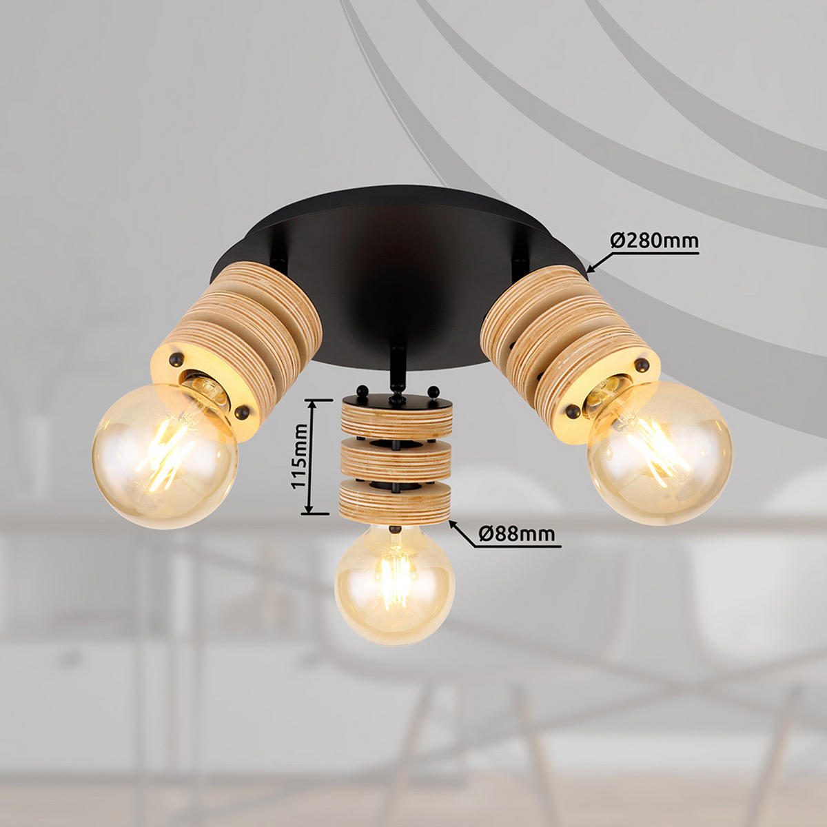 DECKENLEUCHTE ANGELINE Metall Braun - Braun, Metall (28/28/17.5cm) - Globo Lighting