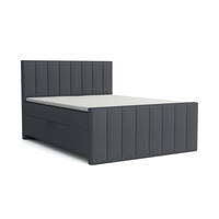BOXBETT FEN 180/200 Velours Dunkelgrau mit Taschen-Federkernmatratzen 7 Zonen H4 - Dunkelgrau, Holz/Holzwerkstoff (180/200cm) - Deine Möbel 24