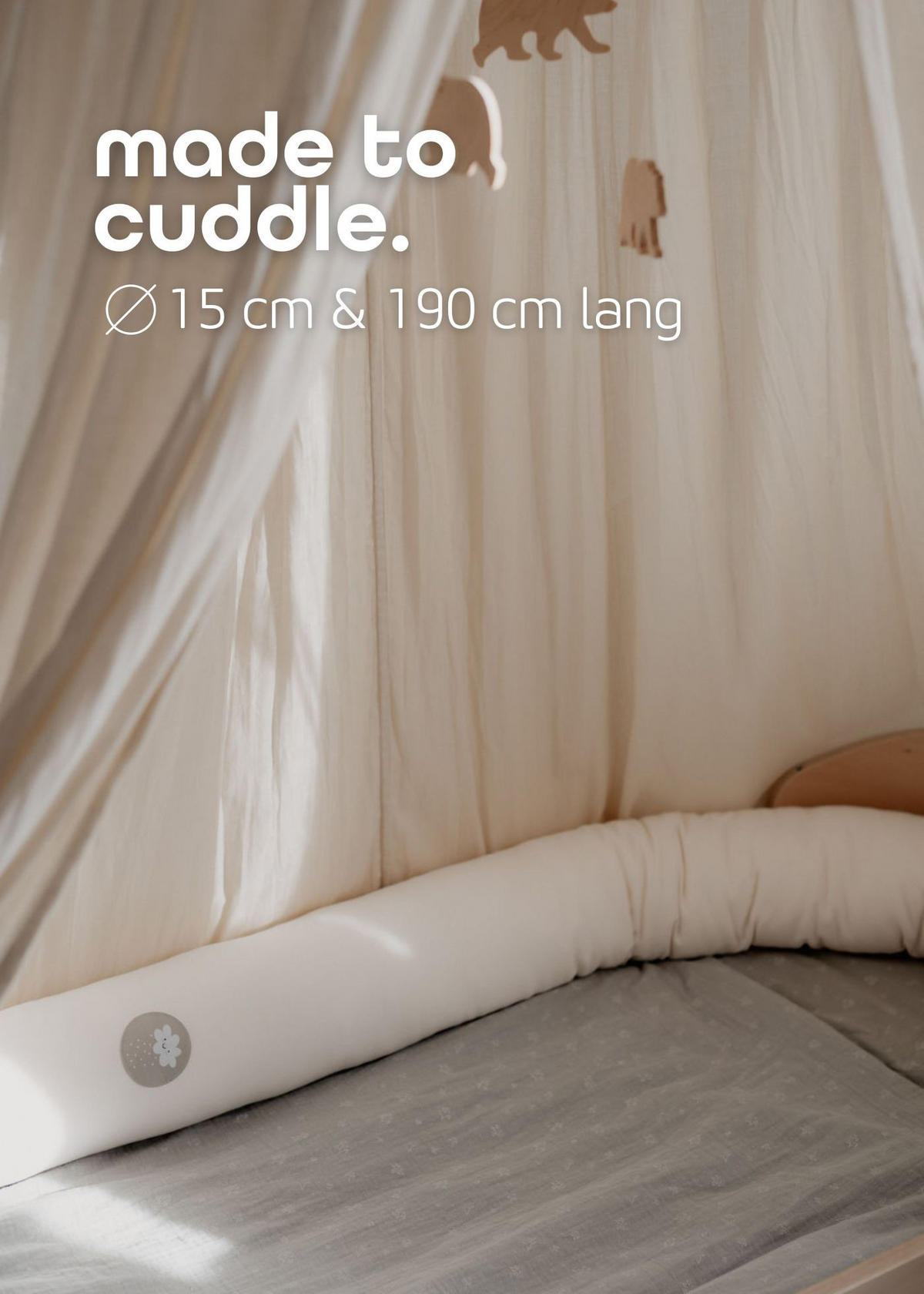 NESTCHENSCHLANGE Cozy "Little Cloud, Stone" 190 cm Bettschlange - Weiß/Grau, Textil (15/190cm) - Sämann – make a difference.