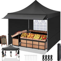 FALTPAVILLON 3 x 3 m Schwarz mit Markise und Seitenwänden - Schwarz, Metall (300/330/300cm)