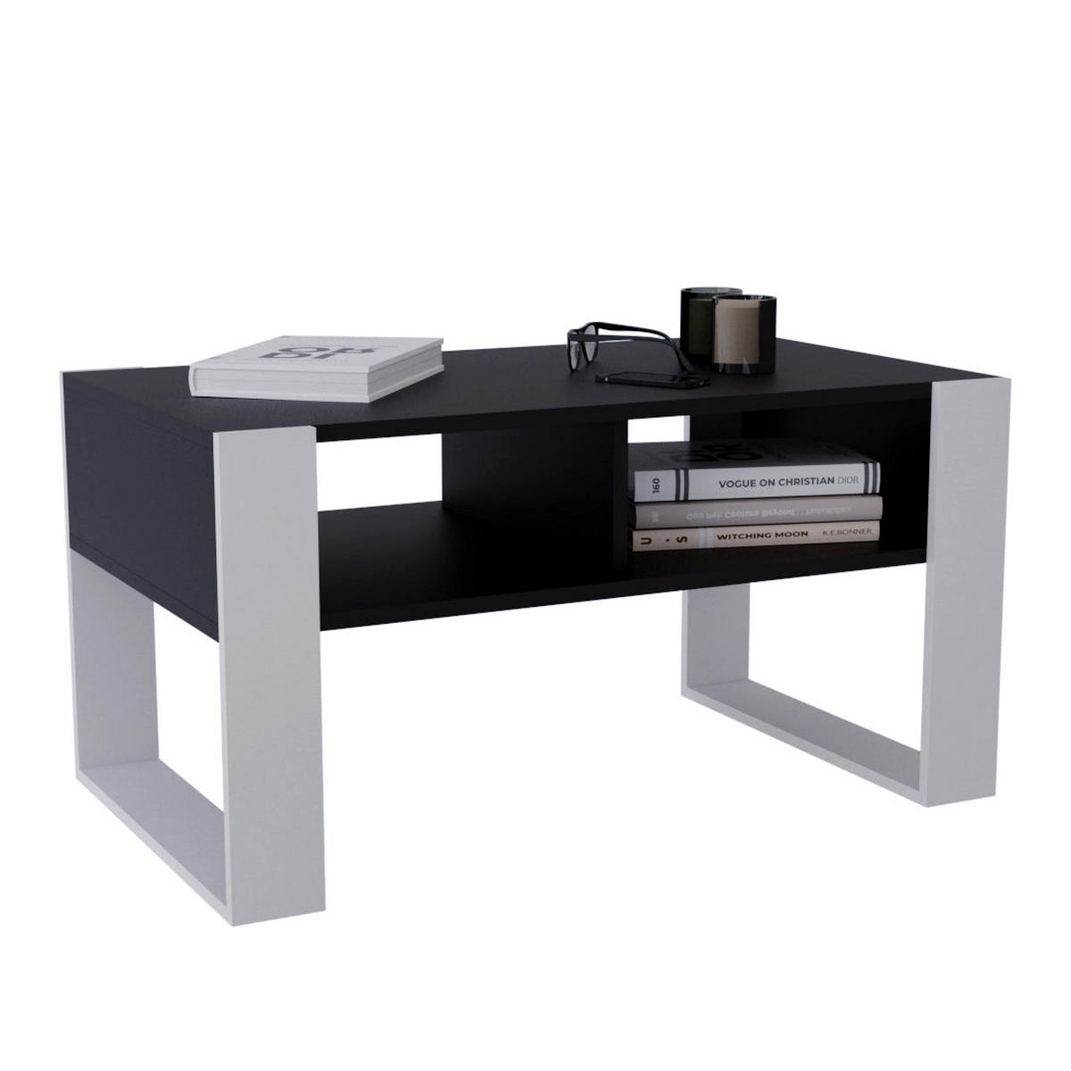 COUCHTISCH KORA 92 - Schwarz/Weiß, Holz (53.6/92/45cm) - Mat-Haus