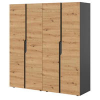 KLEIDERSCHRANK Eiche Artisan, grau 162 x 176 cm, Drehtürenschrank 4-türig - Schwarz/Eiche Artisan, Holzwerkstoff/Kunststoff (162/176/51cm) - Inn.Furn