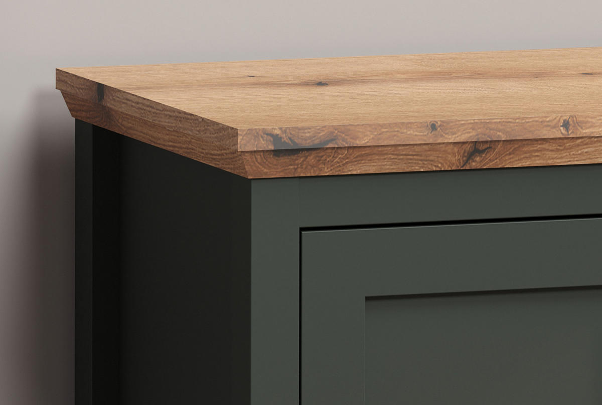 GARDEROBENBANK grün, Evoke Eiche Landhaus 77 x 48 cm, Sitzbank mit Stauraum - Eichefarben/Schwarz, Holzwerkstoff/Kunststoff (77/48/39cm) - Top.Furn