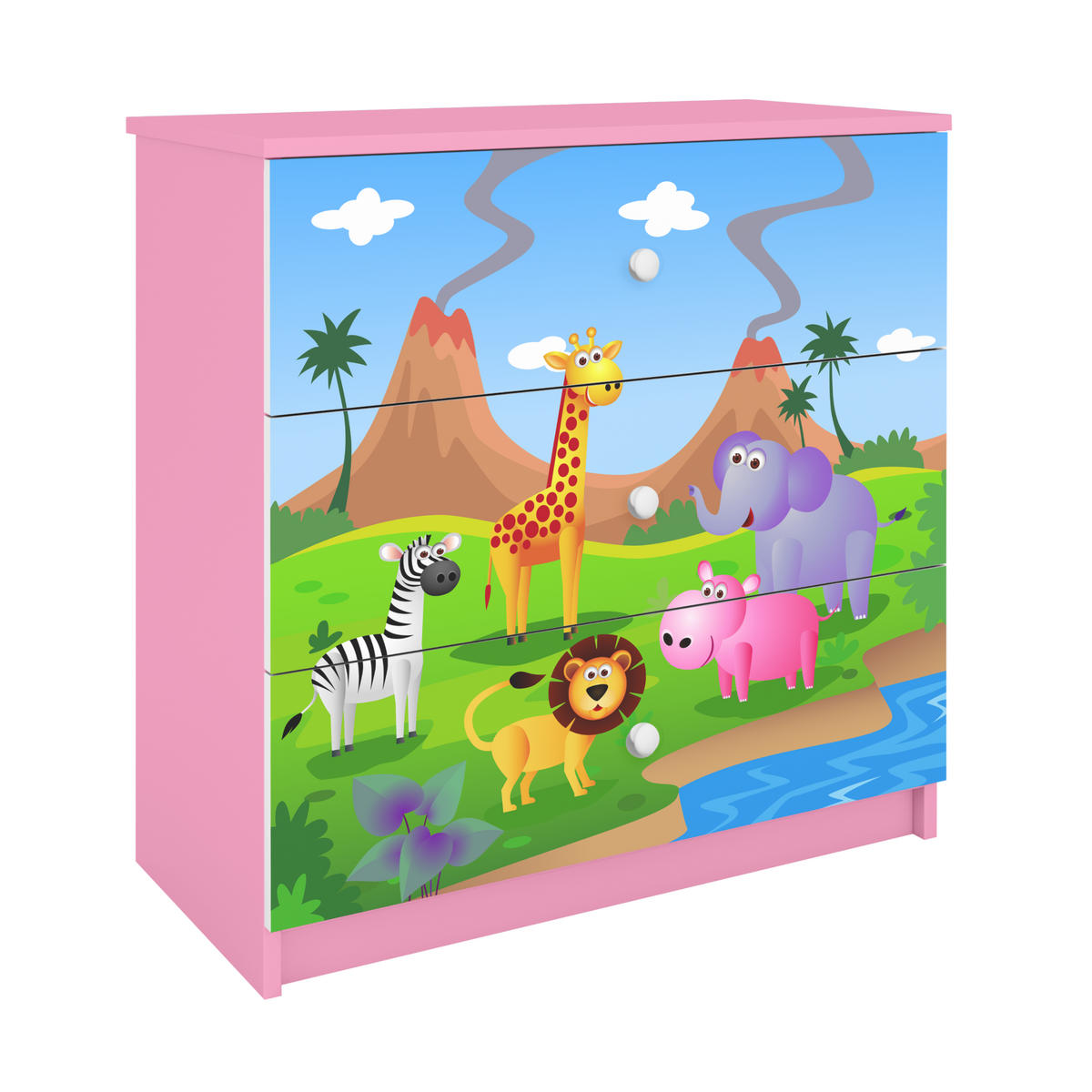KOMMODE Babydreams Safari 81/81/41 - Rosa, Holzwerkstoff (81/81/41cm) - RAUMHIRSCH FURNITURE