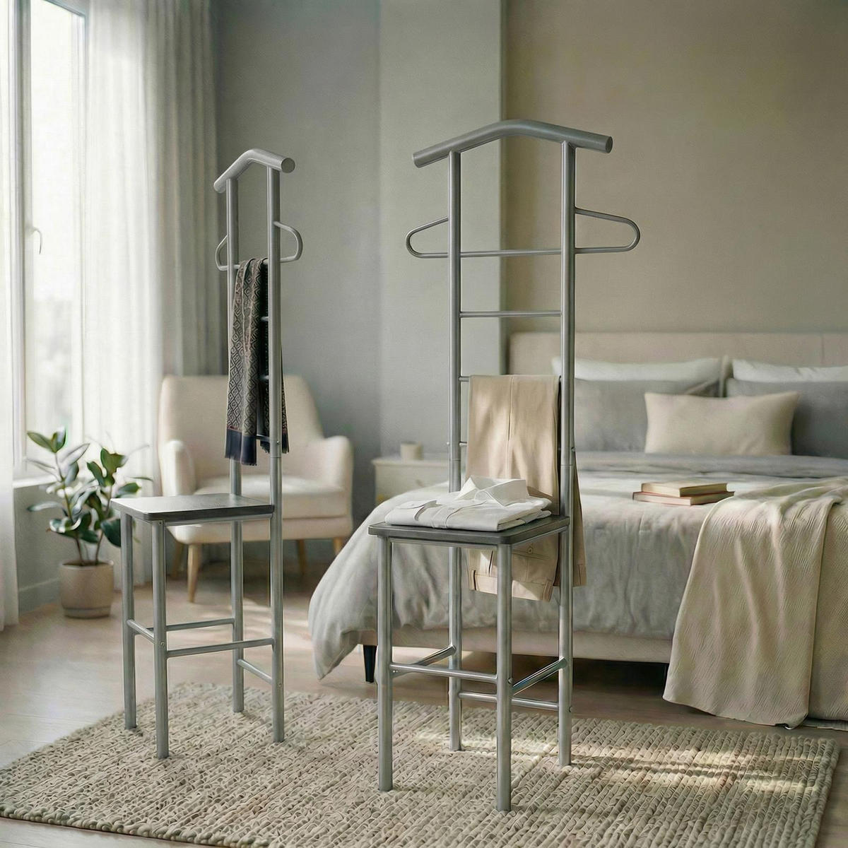 HERRENDIENER JIVO 2er-Set grau - Grau, Metall (53/121/47cm) - CARO-Möbel