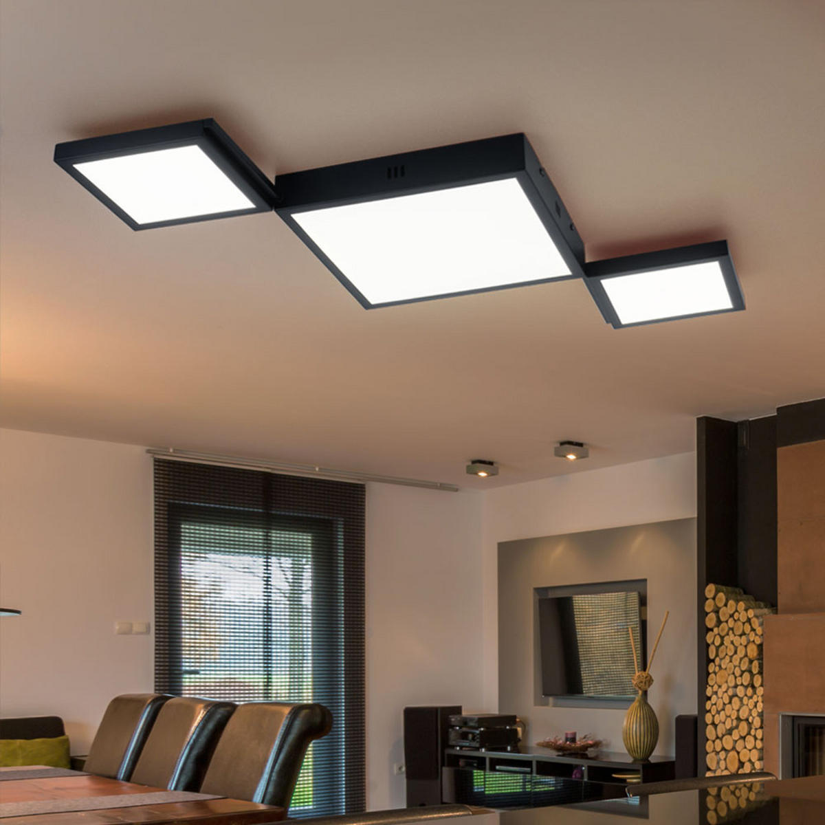 LED DECKENLEUCHTE BURKHARD Schwarz - Schwarz, Metall (93/42/4.5cm) - Globo Lighting