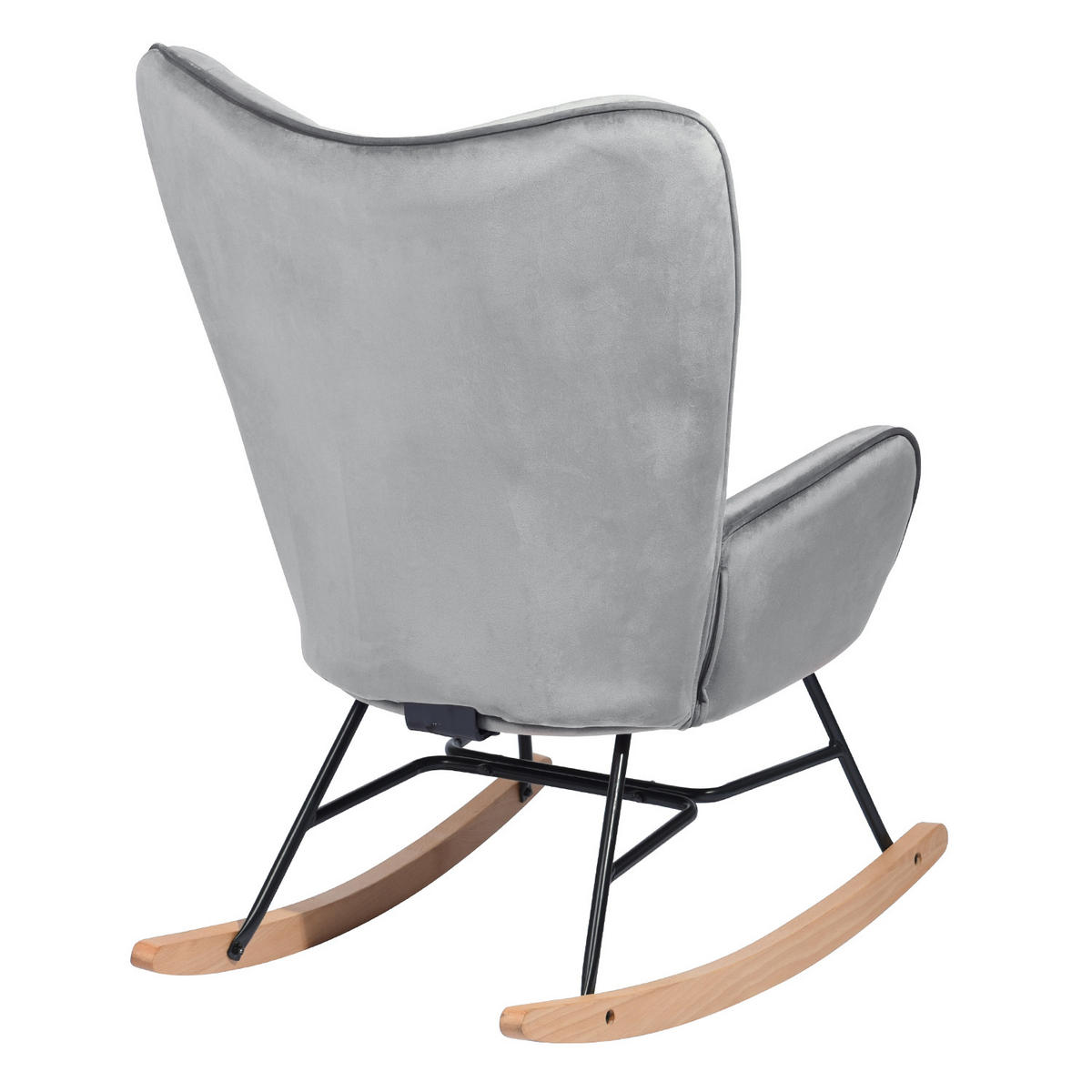 SCHAUKELSESSEL Samt Grau - Eichefarben/Grau, Holz (87/98/68cm) - Urban Meuble