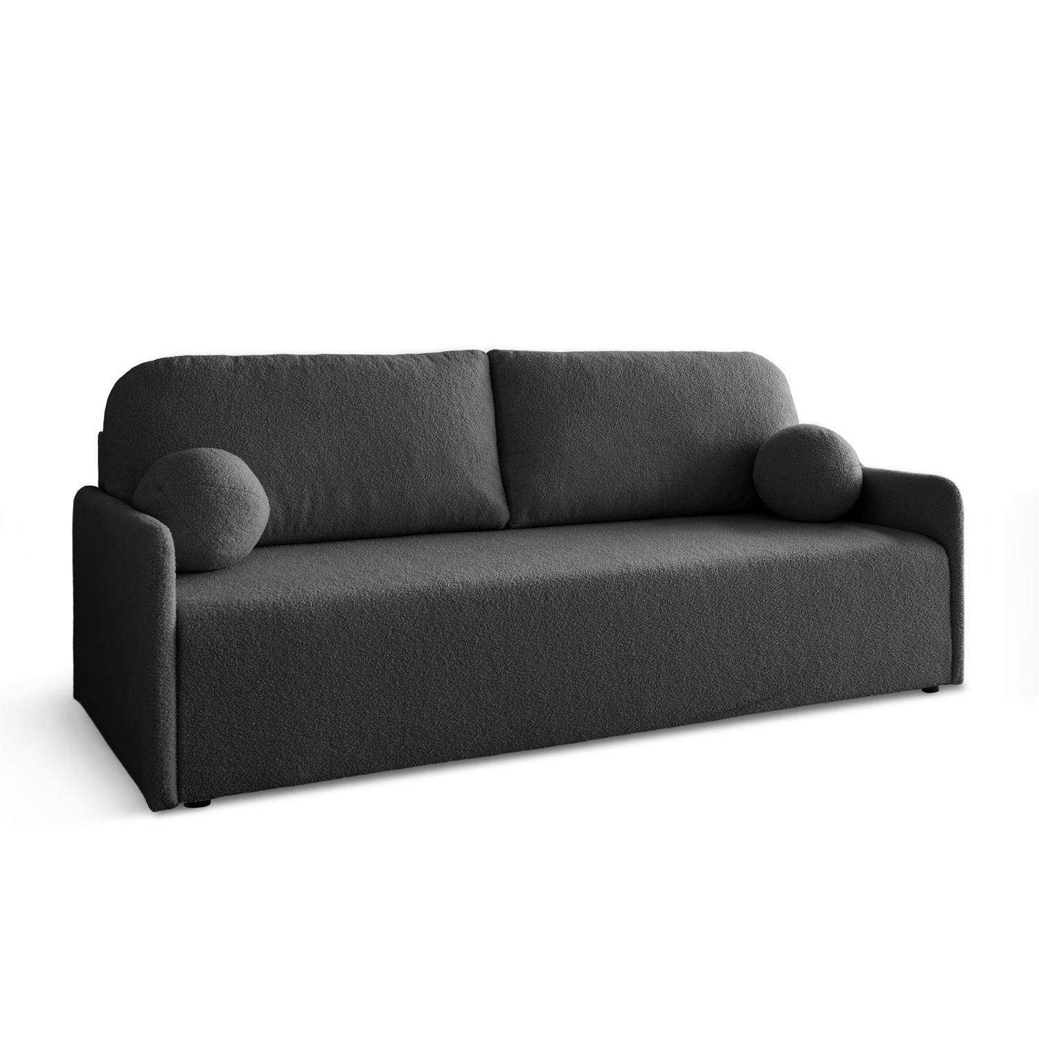 Schlafsofa CUDDLE mit Schlaffunktion und Bettkasten, Quelle 92 - Dunkelgrau, Textil (207/90/90cm) - Lookway