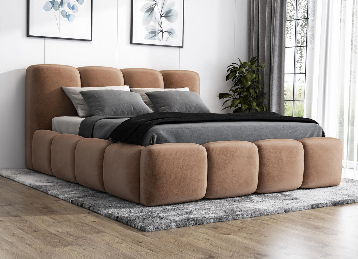 POLSTERBETT DONA 90x200 Braun - Braun, Textil (90/200cm) - A&J MöbelLand