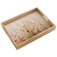 TABLETT - Wildblumen - Pinselstriche - Ruhig - 40x30 cm - Multicolor, Holz (40/5/5cm) - OnlyWow