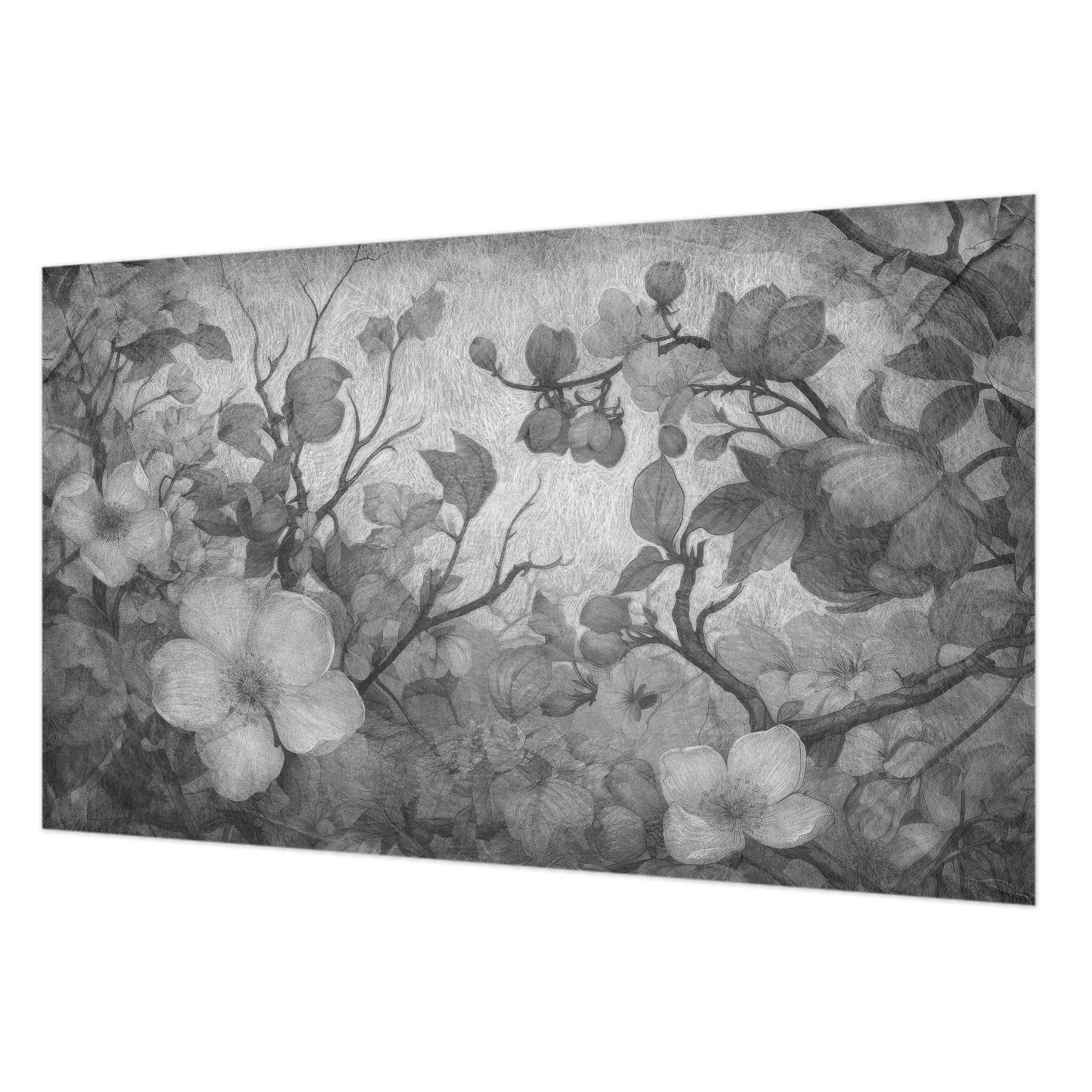 FOTOTAPETE 416x254 cm - Blütenzweig - Schwarz, Textil (416/254cm) - Wallfluent