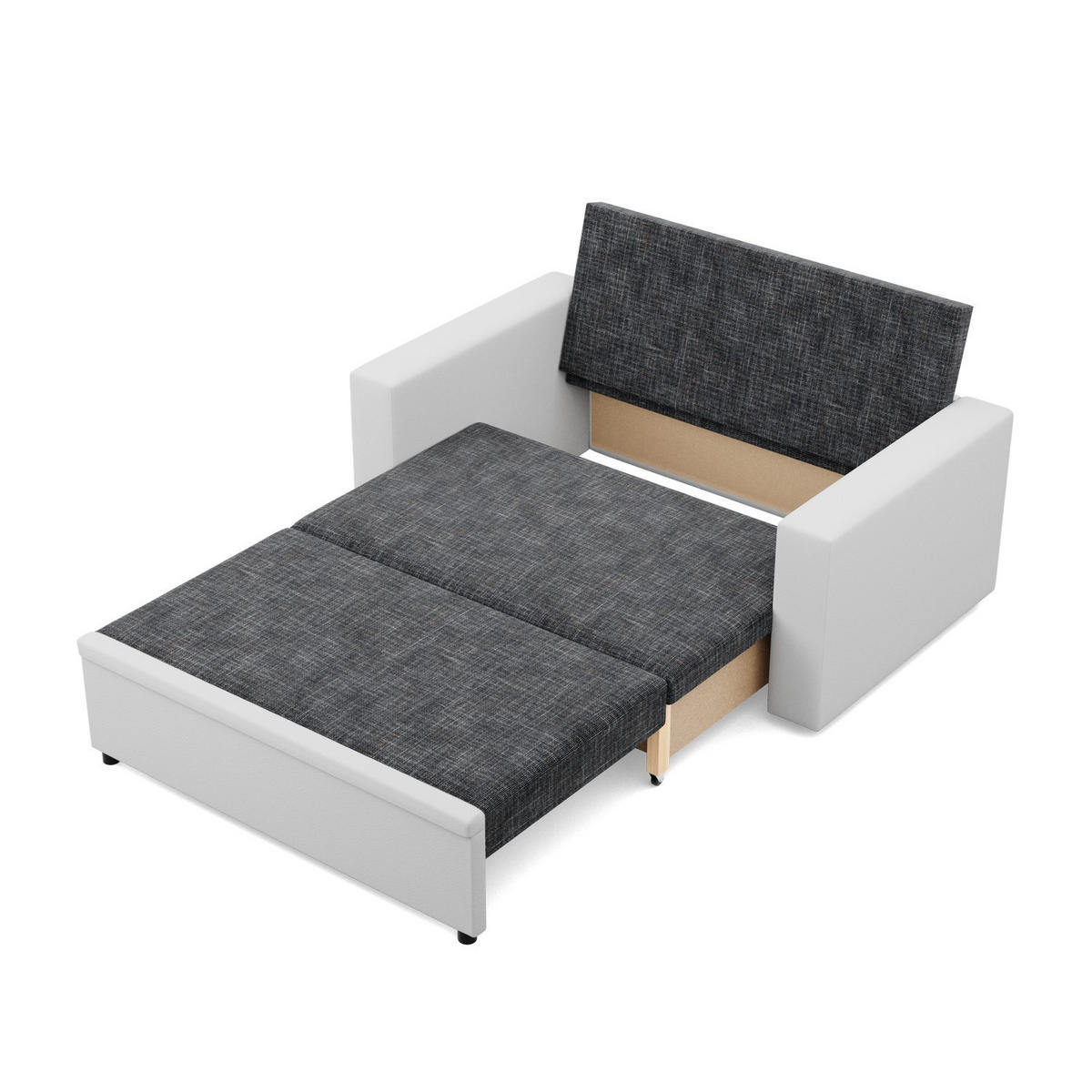 SOFA 2-SITZER MIT SCHLAFFUNKTION LUNA, Schwarz + Grau - Schwarz/Grau, Textil (148/90/87cm)