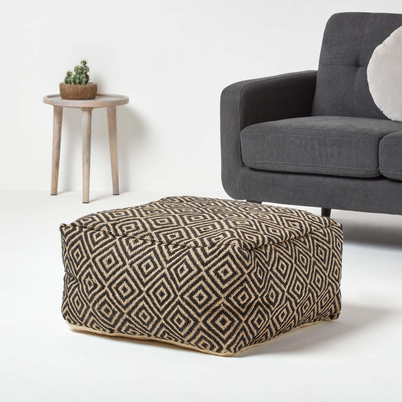 SITZPOUF Aztec Style mit Ethno-Muster, 60/60/30 cm - Schwarz, Textil (60/30/60cm) - Homescapes