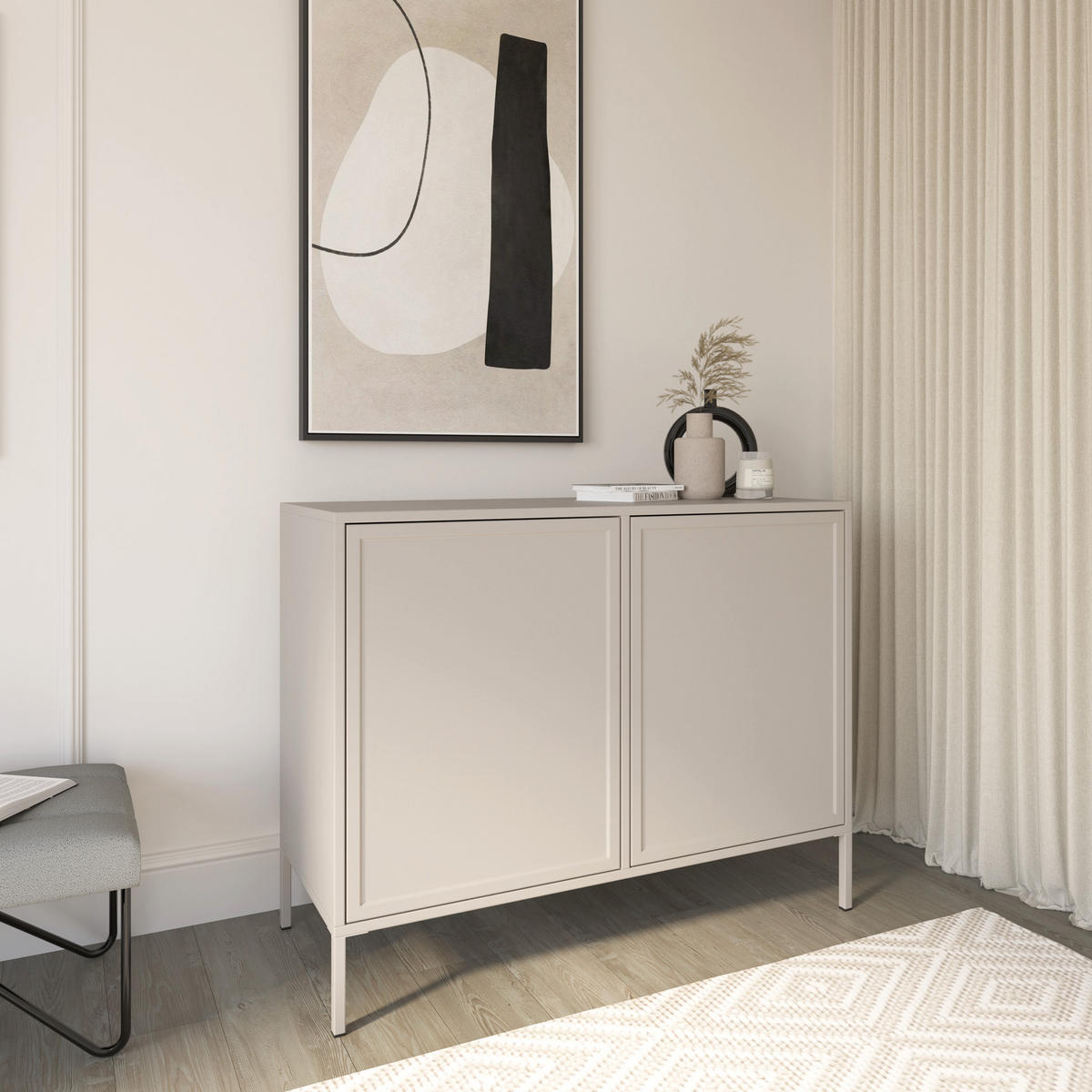 SIDEBOARD Velveto kašmír 100cm - kašmírová, kov/kompozitné drevo (100/86/40cm) - Selsey