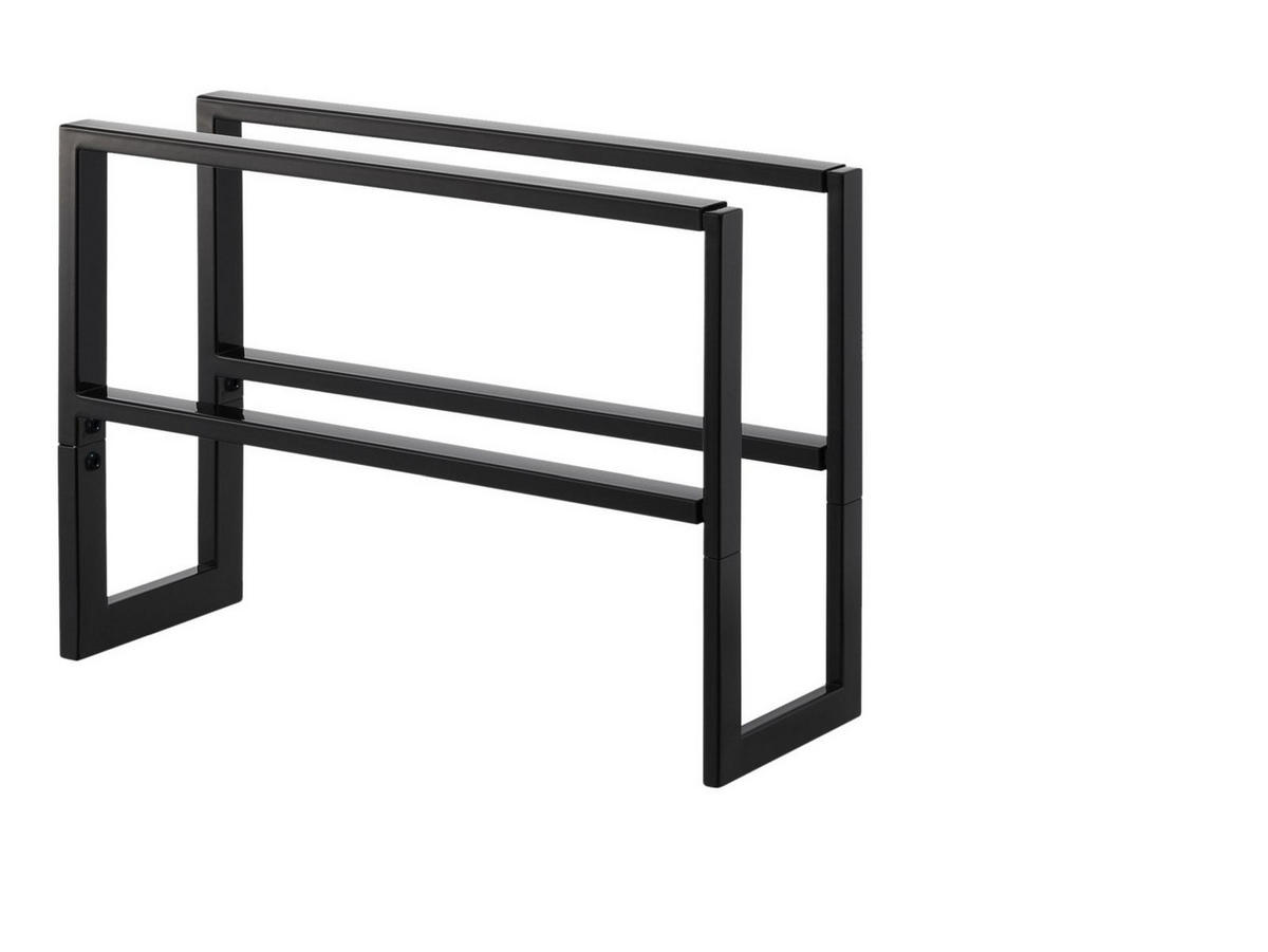 SCHUHREGAL Line schwarz 38/30/15 cm ausziehbar bis 70cm - Schwarz, Metall (38/30/15cm) - Yamazaki