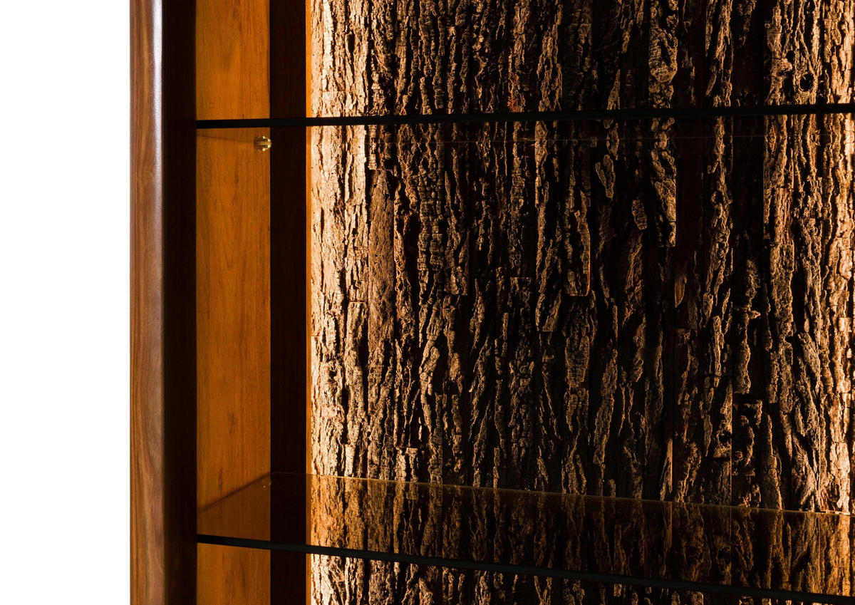 VITRINE Sheesham 70x40x202 walnuss gewachst TORONTO LUX #210 - Dunkelbraun, Holz (70/202/40cm) - Massivmoebel24