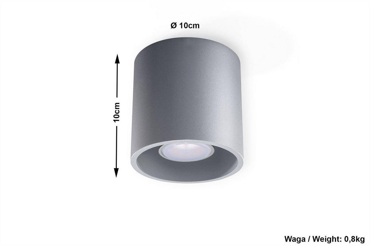 AUFBAULEUCHTE Aluminium Grau Rund - Grau, Metall (10/10/10cm) - Sollux Lighting