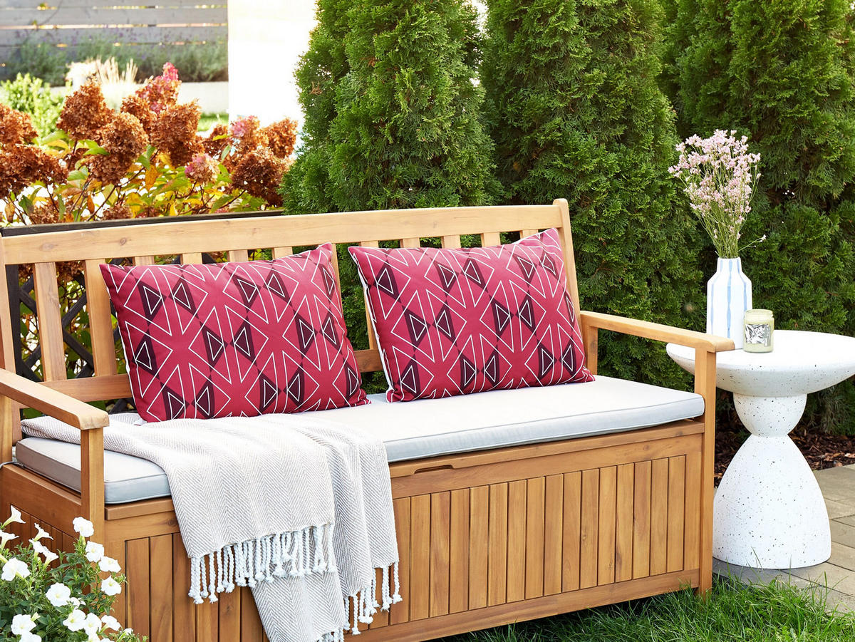 GARTENKISSEN 2er-Set geometrischem Muster rosa 40/60 cm Mezzano - Violett, Textil (40/60cm) - Beliani