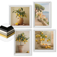 WANDBILDER 4er-Set - 50x50 cm & 40x60 cm Weißer Rahmen - Zitronenbäume im Topf - Weiß, Kunststoff (50/50cm) - ArtPrintCave