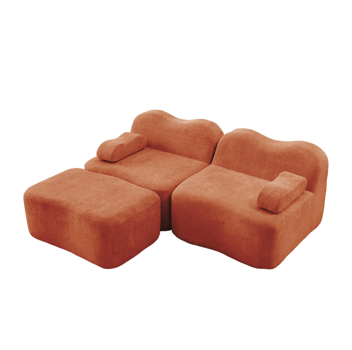 SOFA modulares Ecksofa 2-Sitzer mit Ottoman Samt Orange - Orange, Textil (167/192cm) - Meubliv