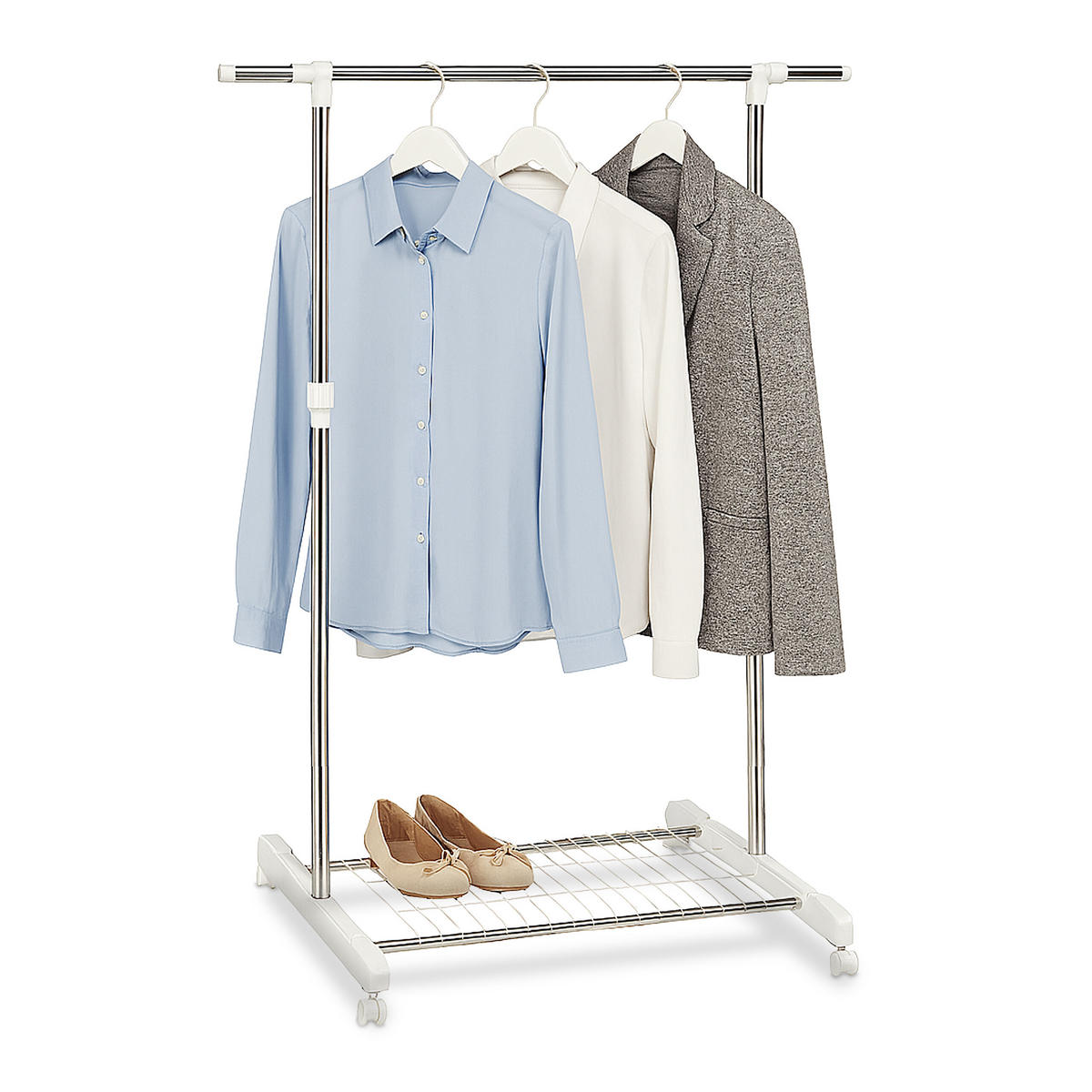 KLEIDERSTÄNDER - Multicolor/Weiß, Kunststoff/Metall (160/165/43cm) - Relaxdays