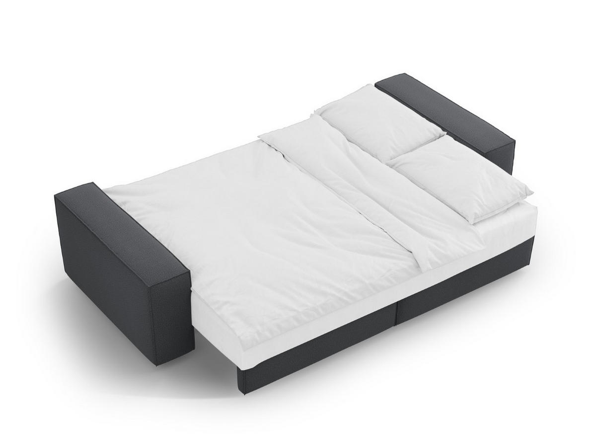 SOFA ausklappbar mit Bettkasten Jodie aus strukturiertem Stoff dunkelgrau 3 Sitzplätze - Dunkelgrau, Textil (107/86/247cm) - Micadoni