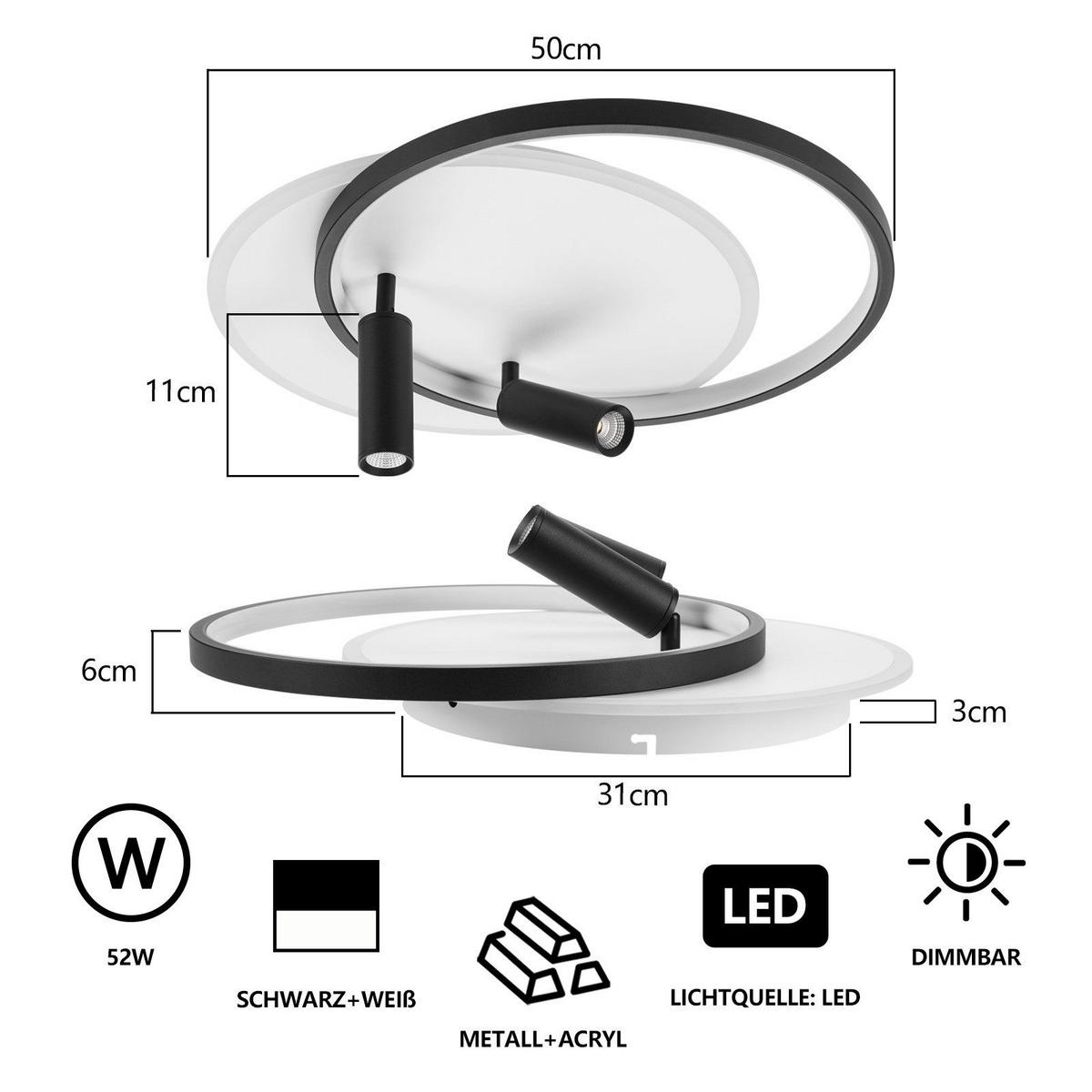 LED-DECKENLEUCHTE Macdougall 42/50/13cm - Weiß, Metall (50/42/13cm) - Nettlife