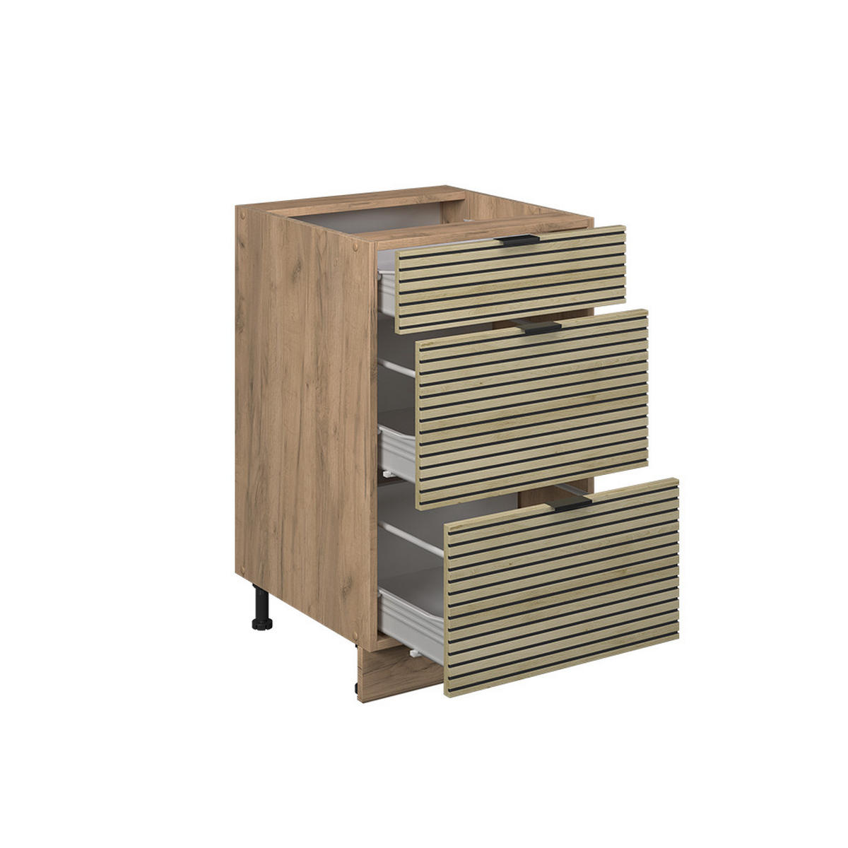 KÜCHENUNTERSCHRANK Fame-Line Eiche Paneel 50 cm , AP Anthrazit - Honigeiche/Hellbraun, Holzwerkstoff (50/82/60cm) - Vicco