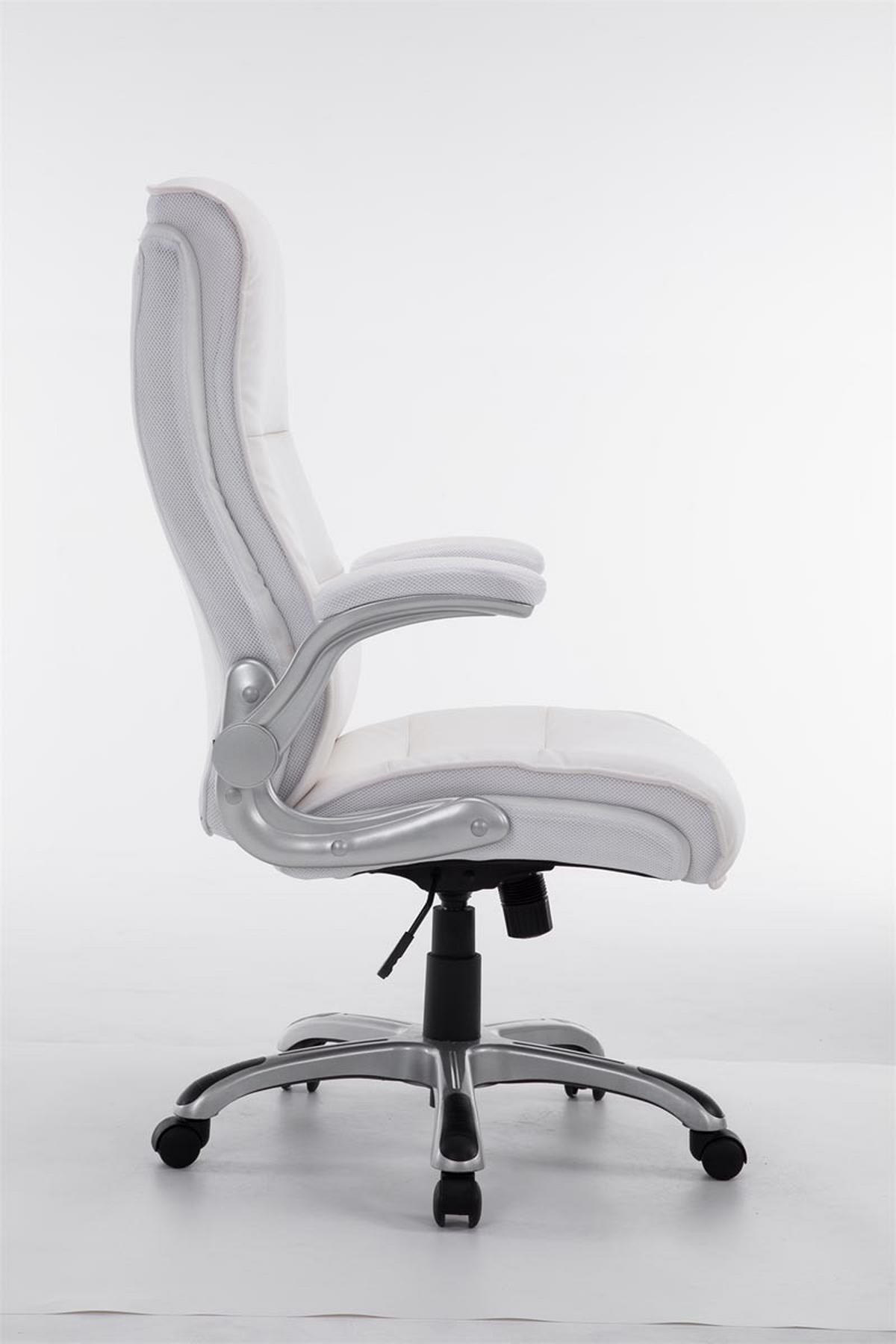 CHEFSESSEL Lederlook weiß - Weiß/Grau, Kunststoff/Textil (74/108/76cm) - CLP