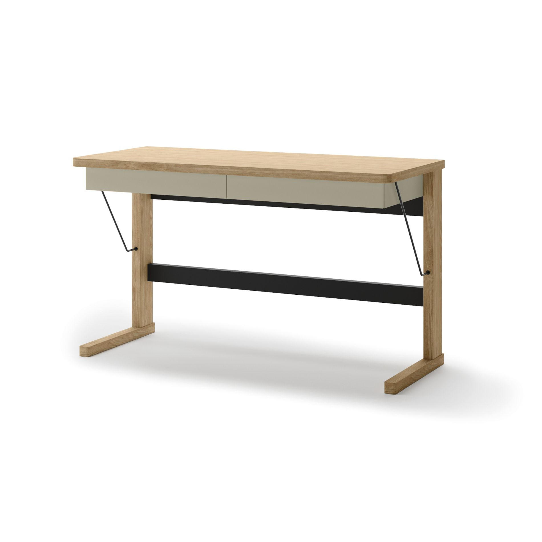 SCHREIBTISCH Ollie Eichenholzoptik /Greige 131 cm - Kaschmir/Eichefarben, Holzwerkstoff (56/131/77cm) - Selsey