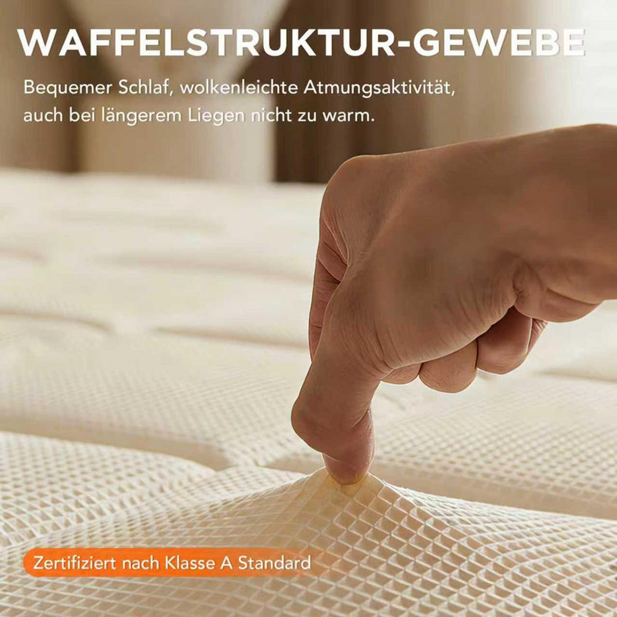 TASCHENFEDERKERNMATRATZE Luxuriöse 180×200, 9-Zonen Memory-Schaum Hybridmatratze,Hellgelb,Härtegrad H3 - Hellgelb, Metall (180/200cm) - CHICASA