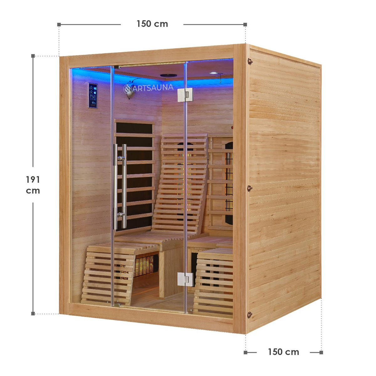INFRAROTKABINE Helsinki 150 mit Dual-Technologie & Hemlockholz - Naturfarben, Holz (150/190/150cm) - Artsauna