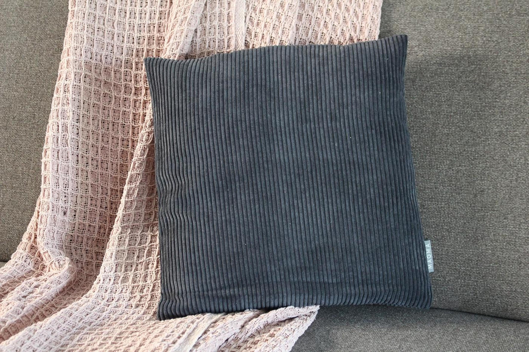 KISSENHÜLLE Inga Cord Look anthrazit - Anthrazit, Textil (40/40cm) - Magma Heimtexx