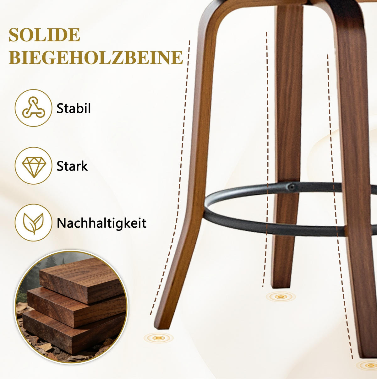 2ER-SET BARHOCKER mit Rückenlehne Braun Holz PU-Leder 95 cm - Braun, Holz (42/95/51cm) - Meubliv