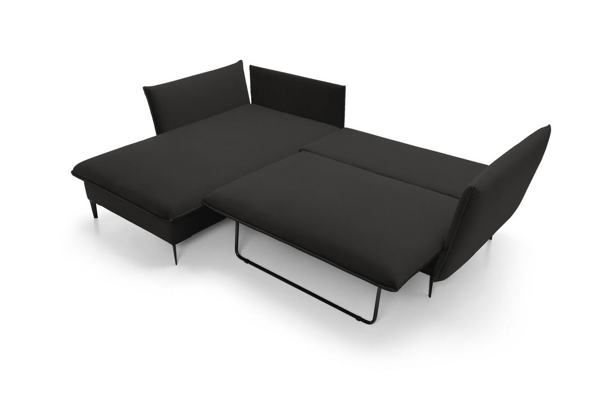 ECKSOFA GLOSS mit Schlaffunktion, Ottomane & goldenen Füßen – Samtsofa im GLOSSour-Stil mit Zierkissen, 258x167x91cm, Linke, BEIGE - Cappuccino, Holz/Textil (167/258cm) - DomoHome