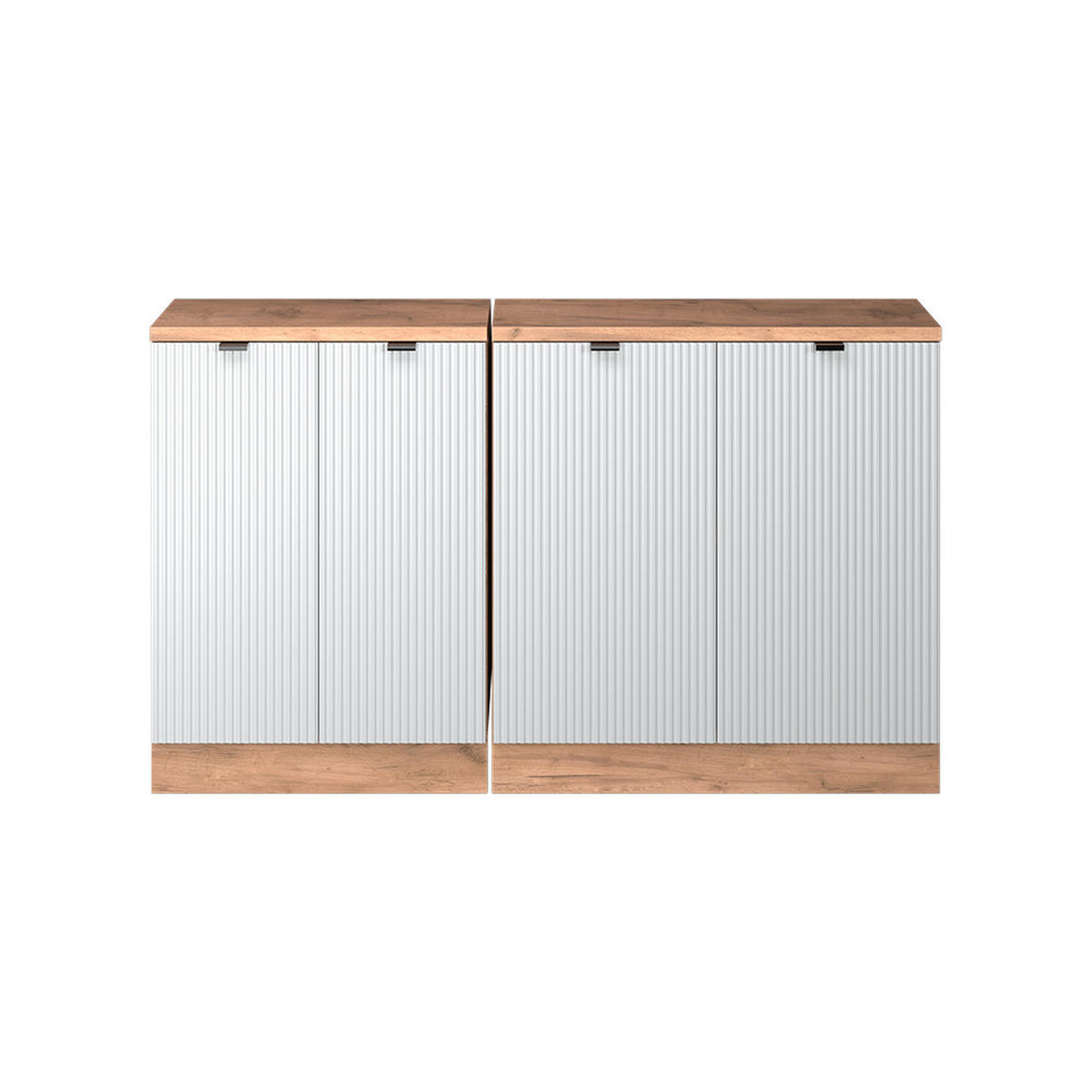 KUHINJSKI ORMAR ZA KOSINE KROVA R-Line Bijeli grebeni 140 cm Set od 2 korpusa ormara, dubina 60 cm - hrast medunac/bijela, drvni materijal (140/83.8/60cm) - Vicco