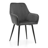 STUHL IVO gepolstert - grau - Samt Velours - Schwarz/Grau, Textil/Metall (55/88/54cm) - NEW HOME