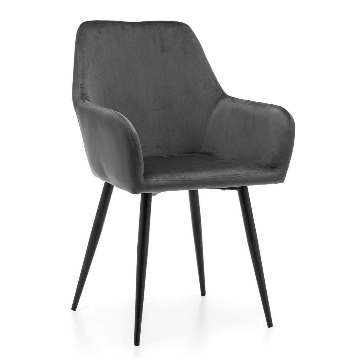 STUHL IVO gepolstert - grau - Samt Velours - Schwarz/Grau, Textil/Metall (55/88/54cm) - NEW HOME